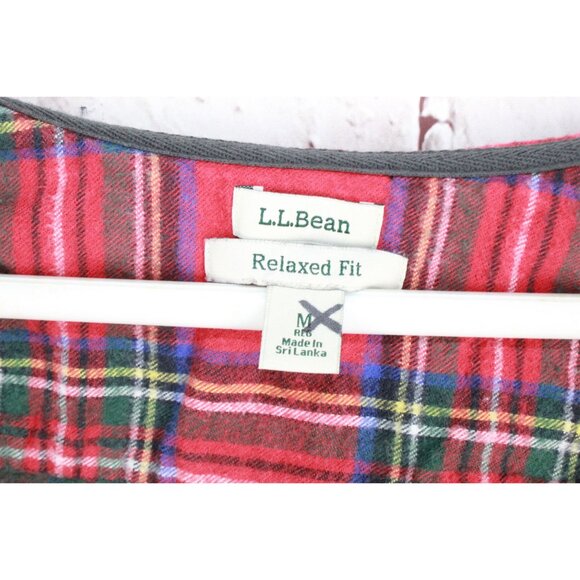 LL Bean Scotch Plaid Flannel Shirt Relaxed Zip Hoodie Cotton Red Medium - Picture 4 of 12